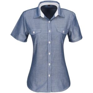 Ladies Short Sleeve Windsor Shirt - Navy