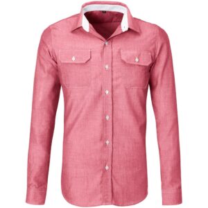 Mens Long Sleeve Windsor Shirt  - Red
