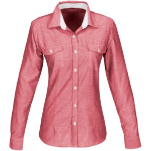 Ladies Long Sleeve Windsor Shirt  - Red