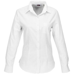 Ladies Long Sleeve Huntington Shirt  - White Black