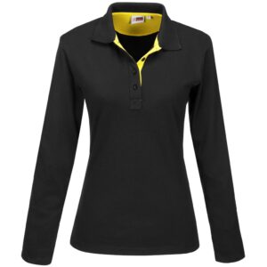 Ladies Long Sleeve Solo Golf Shirt  - Yellow