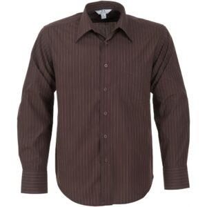 Mens Long Sleeve Manhattan Striped Shirt - Brown Old