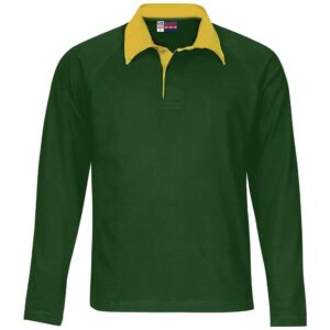 Mens Long Sleeve Brisbane Golf Shirt  - Green Gold